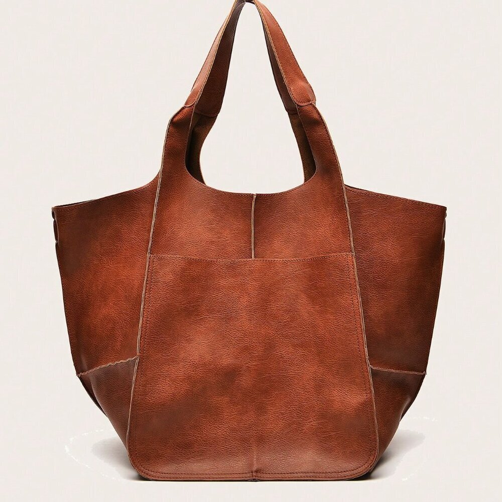 Brown Casual Women's Vintage Retro Large Capacity Tote Bag - Picture 7 of 7